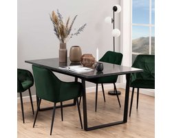 EMOB - Eettafel Amanda 160x90 - marmer/zwart - Emob - Kantoortafels - Zwart - Metaal - Kantoortafels - Op voorraad