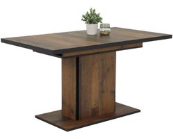 EMOB - Eettafel Ryana 120/160x80 cm-Oldwood - Hela - Kantoortafels - Bruin - Spaanplaat - Kantoortafels - Op voorraad