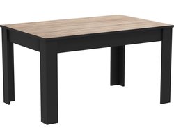 EMOB - Eettafel Wilke 140 x 90 cm 6 personen-geborstelde eik/matzwart - CBA - Kantoortafels - Zwart - Melamine; Spaanplaat - Kantoortafels - Op voorraad