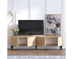 EMOB - Emerald TV Stand | 100% Melamine Gecoat | Saffier Eik - Emob - Woonkamerkasten - Bruin - Melamine - Woonkamerkasten - Op voorraad