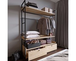 EMOB - Garderobeset Woody Fashion | 150 x 42 x 180 cm | Oak-design - Emob - Slaapkamerkasten - Bruin - Melamine; MDF - Slaapkamerkasten - Op voorraad