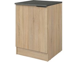 EMOB - Keukenonderkast Fumay 60cm met 1 deur - eikdecor/betonlook - Parisot - Onderkasten - Bruin - Melamine; Spaanplaat - Onderkasten - Op voorraad