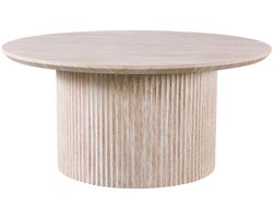 EMOB - Lagos' 80 cm Ronde Salontafel Travertin Beige | Matte MDF Structuur, 25 mm MDF Bovenblad met 3D Papier | 38 x 80 x 80 cm - Rousseau - Ronde salontafels - Beige - MDF - Ronde salontafels - Op voorraad