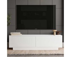 EMOB - Locelso TV-meubel | 100% Gemelamineerd | 18mm Dik | Wit | 140x38cm - Emob - Woonkamerkasten - Wit - Melamine - Woonkamerkasten - Op voorraad