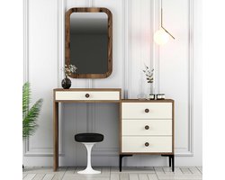 EMOB - Make-uptafel Woody | 100% Melaminegecoat | Walnoot Crème - Emob - Kantoor - Beige - Melamine - Kantoor - Op voorraad