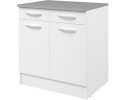 EMOB - Onderkast Eko 80cm 2 deuren & 2 lades - wit - Parisot - Onderkasten - Wit - Spaanplaat - Onderkasten - Op voorraad