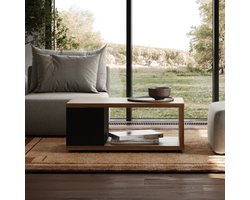 EMOB - Salontafel Bérinne-zwart/notenhout - Temahome - Rechthoekige salontafels - Bruin; Zwart - Fineer; Melamine; MDF; Spaanplaat - Rechthoekige salontafels - Op voorraad