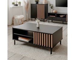 EMOB - Salontafel Manet - 110x76x47cm - met opbergruimte - zwart/eikdecor - Finori - Rechthoekige salontafels - Bruin; Zwart - Melamine; MDF - Rechthoekige salontafels - Op voorraad