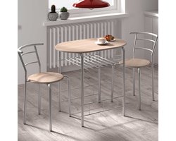 EMOB - Tafel met 2 stoelen Ada-sonoma eik/grijs metaal - Rousseau - Eettafels met stoelen - Grijs - Metaal; Spaanplaat - Eettafels met stoelen - Op voorraad
