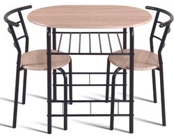 EMOB - Tafel met 2 stoelen Ada-sonoma eik/zwart metaal - Rousseau - Eettafels met stoelen - Zwart - Metaal; Spaanplaat - Eettafels met stoelen - Op voorraad