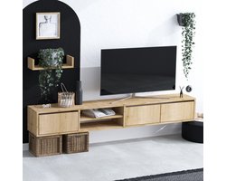 EMOB - Tv-meubel Emerald | 100% Melamine Gecoat | Zwevend | Saffier Eik - Emob - Woonkamerkasten - Bruin - Melamine; Spaanplaat - Woonkamerkasten - Op voorraad
