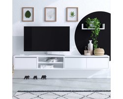 EMOB - Tv-meubel Emerald | 100% Melamine Gecoat | Zwevend | Wit - Emob - Woonkamerkasten - Wit - Melamine; Spaanplaat - Woonkamerkasten - Op voorraad