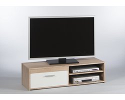 EMOB - Tv-meubel Gamba 120cm met 1 deur - eik/wit - Emob - Woonkamerkasten - Bruin - Spaanplaat - Woonkamerkasten - Op voorraad