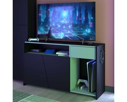 EMOB - Tv-meubel LevelUp 113cm met twee deuren & 1 lade - zwart/wit - Parisot - Kinderkasten - Wit; Zwart - Melamine; Spaanplaat - Kinderkasten - Op voorraad