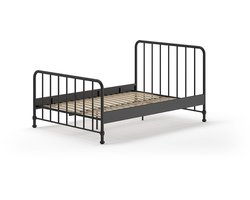 EMOB - Twijfelaar Bronxx metaal 140x200 - mat zwart - Vipack - Metalen tweepersoonsbedden - Zwart - Metaal - Metalen tweepersoonsbedden - Tweepersoons - Normaal bed - Op voorraad
