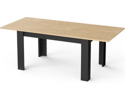 EMOB - Verlengbare eettafel Craig 160/200 x 90 cm-Hamilton eik/matzwart - CBA - Kantoortafels - Bruin; Zwart - Melamine; MDF; Spaanplaat - Kantoortafels - Op voorraad