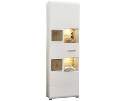 EMOB - Vitrinekast Felice 1 deur met LED-verlichting - wit - Emob - Woonkamerkasten - Wit - MDF; Glas - Woonkamerkasten - Op voorraad