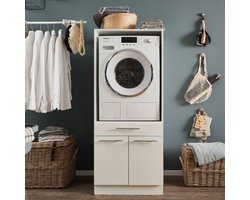 EMOB - Wasmachinekast Laundreezy | 68 x 68 x 162 cm | Wit - Emob - Wasmachinekasten - Wit - MDF - Wasmachinekasten - Op voorraad