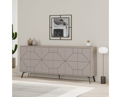 EMOB - Wood Fashion Console 184cm | Licht Mokka | 18mm Dik - Emob - Woonkamerkasten - Taupe - Spaanplaat - Woonkamerkasten - Op voorraad