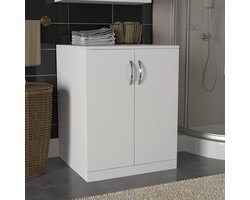 EMOB - Wooden Art Kunstbadkamerkast | Gemelamineerd Spaanplaathout van 18 mm dik | 67 x 70 x 90 cm | Bevestigbaar aan de muur | Wit - Emob - Wasmachinekasten - Wit - Melamine - Wasmachinekasten - Op voorraad