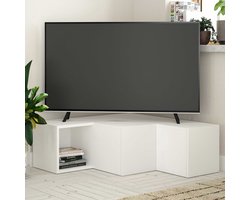 EMOB - Woody Fashion hoek-tv-meubel | 100% Melamine Gecoat | Wit | Wandmontage - Emob - Woonkamerkasten - Wit - Melamine - Woonkamerkasten - Op voorraad