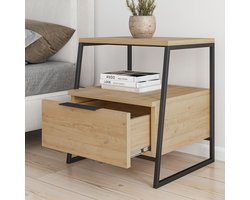 EMOB - Woody Fashion Nachtkastje | 100% Melamine | Eiken Zwart - Emob - Slaapkamerkasten - Bruin - Melamine; Spaanplaat - Slaapkamerkasten - Op voorraad