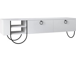 EMOB - Woody Fashion TV-meubel | 100% Melamine Gecoat | Metalen Poten | Wit - Emob - Woonkamerkasten - Wit - Melamine - Woonkamerkasten - Op voorraad