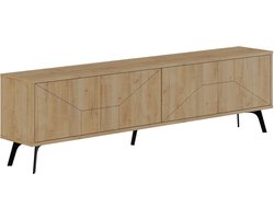EMOB - Woody Fashion TV-meubel | Eiken Afwerking | 180cm Breedte | 100% Melamine Gecoat - Emob - Woonkamerkasten - Bruin - Melamine - Woonkamerkasten - Op voorraad