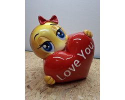 Emoji Hart Beeld - Love You - Valentijn - Valentijnsdag - Kado - Cadeau - Decoratie - Woonaccessoires - Beeld - Zwart - 28cm Hoog