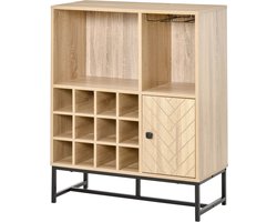 Emora Keuken Dressoir met wijnrek - Wijnkast - Drankkast met 2 planken - 6 glazenhouder - 12 fles wijnrek