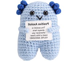 Emotionele steun Axolotl haakwerk voor thuis kantoor decoratie - Opbeurend geschenk - Moeder - Afstuderen - Blauw