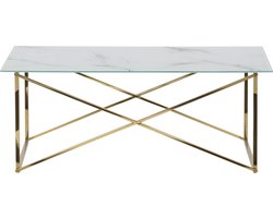 EMPORIA - Salontafel - Wit/Goud - Veiligheidsglas