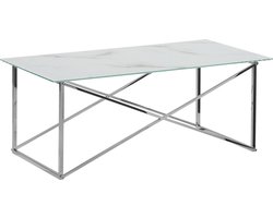 EMPORIA - Salontafel - Wit/Zilver - Veiligheidsglas