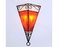 Emrah oranje leren wandlamp