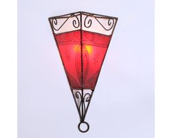 Emrah rood leren wandlamp
