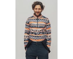 Emski - Skipully heren - trui met kwart rits - voor onder de skijas - blauwe print - mannen Pully