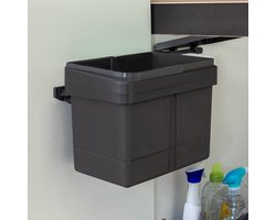 Emuca Afvalbak 15 Liter - B34.5xD25xH28,5cm - Inbouw Prullenbak - Inbouw Afvalemmer - Uittrekbare Prullenbak - Afvalemmer Keuken - Antraciet - Hygiënisch - Ruimtebesparend Vuilnisbak