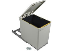 Emuca Afvalbak 16l- Prullenbak Grijs/beige - Inbouw Afvalemmer voor Keukenkast.