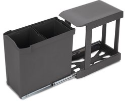 Emuca Afvalbakken voor recycling voor keuken, 2 x 14L, bevestiging aan onderzijde, automatische uitt