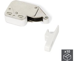 Emuca Cilinderslot Fast Latch voor meubilair, Staal en kunststof, Wit, 10 st.