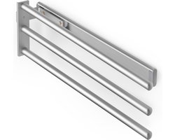 Emuca Handdoekenrek verlengbaar, 3 armen, 440 mm, Aluminium, Mat geanodiseerd