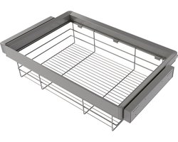 Emuca Kit bestaande uit Quartz Draadlade en verstelbaar frame voor kasten, zachte sluiting en volledige uittrekgidsen, 90 cm module, titanium afwerking