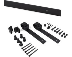 Emuca Kit van Hardware Kit voor een Barn Hout Schuifdeur, Zonder zachte sluiting, Planken niet inbeg