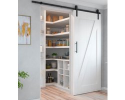 Emuca Kit van Hardware kit voor een Barn Houten hangschuifdeur, met zachte sluiting, exclusief panel