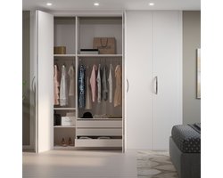 Emuca Kit van Twofold 2 vouwbare schuifdeur soft sluiting kastbeslag kit, voor 4 panelen niet inbegr