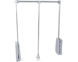 Emuca Opvouwbare garderobestang voor garderobekasten Hang, verstelbaar 600-830 mm, tot 12 kg, Staal, Verchroomd