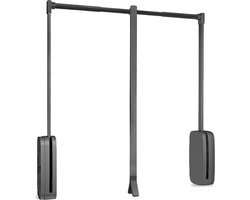 Emuca Opvouwbare garderobestang voor garderobekasten Sling, verstelbaar 450-600 mm, tot 12 kg, Staal, Titanium kleur