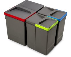 Emuca Recycle 2x15 2x7l Prullenbak 4 Eenheden Zilver