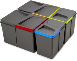 Emuca Recycle keukenlade prullenbakset Recycle hoogte 216mm, 2x12liter, 2x6liter, Plastic Antracietg