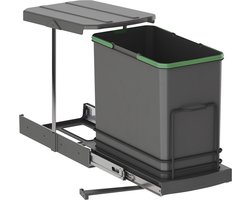 Emuca Recycle keukenrecyclingbakken, 24 L, bodembevestiging en handmatig/automatisch uittrekbaar, An